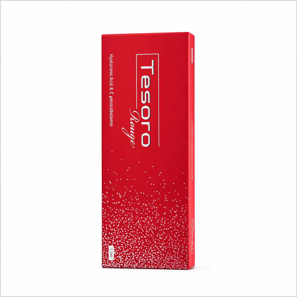 Tesoro Rouge Lip Filler syringe and packaging for lip enhancement

