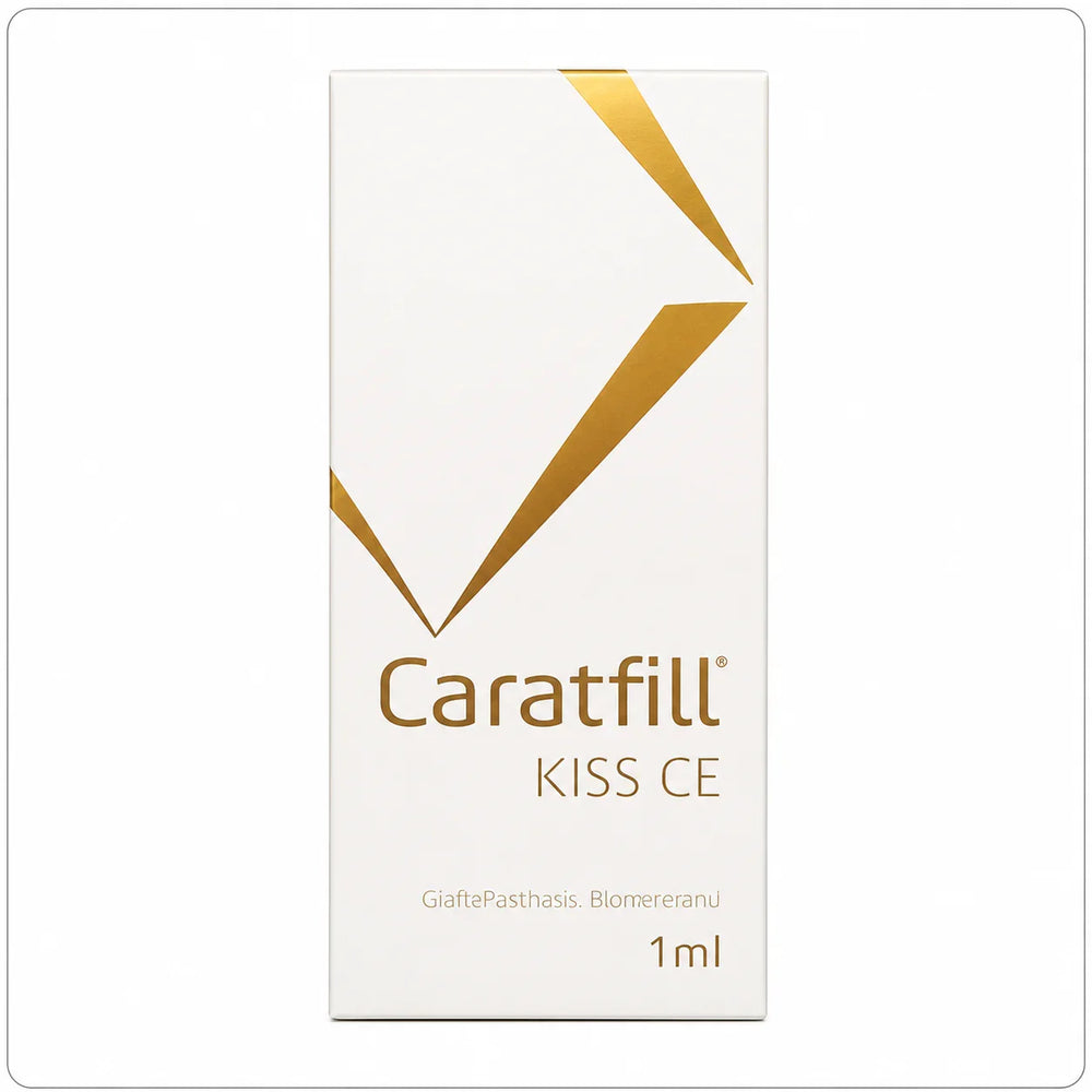 Caratfill Kiss HA Dermal Filler box and syringe for aesthetic treatments